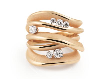 Cammilli Firenze Firenze Icon Ring Orange Apricot 5reihig mit Brillanten 0,65ct – Ringe Ring mit Besatz aus 750 Gelbgold.