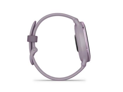 Garmin vívoactive 5 faserverstärktes Polymer orchidee/orchidee metallic 42mm orchideefarbenes Kautschukband – Damenuhren Uhr Multifunktion aus eloxiertes Aluminium, Kautschuk, Kunststoff und PVD beschichtet. Das Gehäuse ist rund und lila. Das Kautschuk / Kunststoff / Silikon Armband ist lila. Der Zifferblatt ist digital. – Ansicht 6