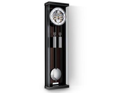 Erwin Sattler Seilzug Regulator Wanduhr Aperia III Limited Edition – Großuhren Wanduhr aus Holz. Das Gehäuse ist rechteckig und schwarz. Das Zifferblatt ist ein Index in weiß. – Ansicht 4