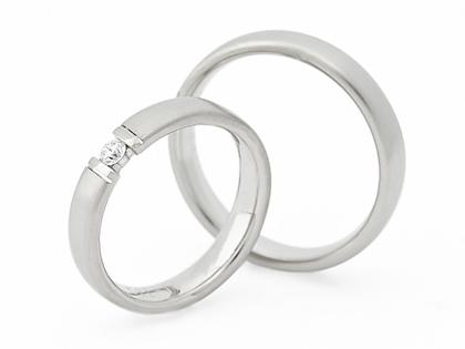 Max Kemper Trauring Paar Weißgold 4,0mm gewölbt mit Brillant 0,200ct – Ringe Trauring mit Besatz aus 585 Weißgold.