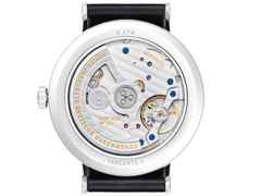 Nomos Glashütte Tangente 41 neomatik Update Ruthenium Automatik Edelstahl 40mm schwarzes Zifferblatt schwarzes Lederband – Herrenuhren Uhr mit Datum aus Edelstahl. Das Gehäuse ist rund und silber. Das Lederarmband ist schwarz. Das Zifferblatt ist arabisch Index und grau. – Ansicht 3