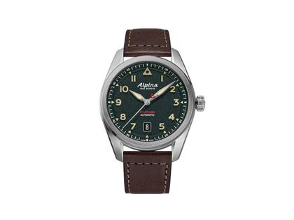 Herrenuhren Uhr mit Datum aus Edelstahl und Leder. Das Gehäuse ist rund und silber. Das Lederarmband ist braun. Das Zifferblatt ist arabisch Index und grau.
