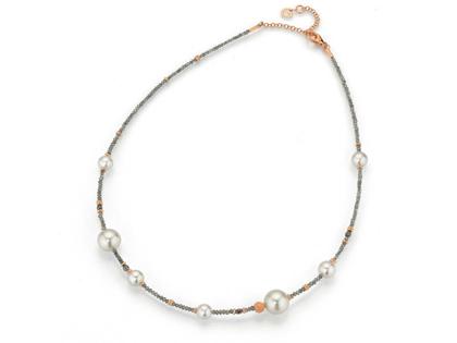Gellner Castaway Diamant-Collier Roségold mit Akoyaperlen und Südseeperlen – Halsschmuck Collier in braun und aus 750 Rotgold.