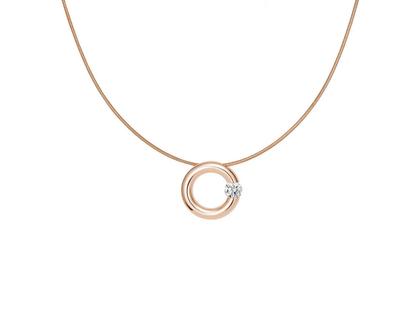 Niessing Spannring Anhänger 16mm Roségold poliert 0,40 ct – Halsschmuck Anhänger mit Besatz aus 750 Rotgold.