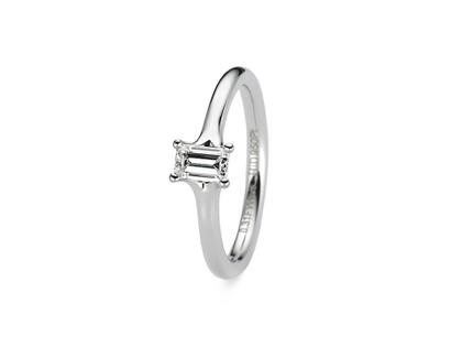 Henrich & Denzel Solana Fantasy Solitaire-Ring Platin 2mm mit Diamant Emerald 0,300ct – Ringe Ring mit Besatz in silber und aus 950 Platin.