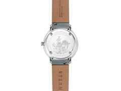 Sternglas Naos XS Edition Flora Quarz Edelstahl 33mm blaues Zifferblatt blaues Lederband – Damenuhren Uhr mit Datum aus Edelstahl und PVD beschichtet. Das Gehäuse ist rund und silber. Das Lederarmband ist blau. Das Zifferblatt ist ein Index in blau. – Ansicht 4