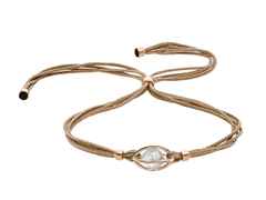 Leo Wittwer Rough Cut Mini 750/- Roségold mit ungeschliffenen Diamant taupe Paracord – Armschmuck Armband in beige und aus 750 Rotgold.