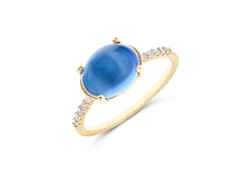 Nanis Dancing in the Rain Azure Ring Gelbgold London Blue Topas groß – Ringe Ring mit Besatz aus 750 Gelbgold. – Ansicht 4