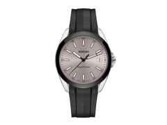 Rado HyperChrome Quarz Edelstahl 41,5mm graues Zifferblatt schwarzes Kautschukband – Herrenuhren Uhr mit Datum aus Edelstahl, Kautschuk und Keramik. Das Gehäuse ist rund und silber. Das Kautschuk / Kunststoff / Silikon Armband ist schwarz. Das Zifferblatt ist ein Index in grau.