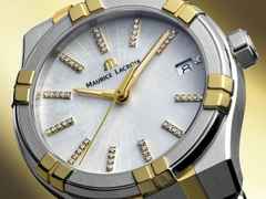Maurice Lacroix Aikon Quartz Duotone Edelstahl 35mm weißes Zifferblatt zweifarbiges Metallband – Damenuhren Uhr mit Datum aus Edelstahl, PVD beschichtet und vergoldet. Das Gehäuse ist rund und silber-roségold. Das vergoldetes Edelstahlarmband ist silber-gelbgold. Das Zifferblatt ist ein Index in weiß. – Ansicht 2
