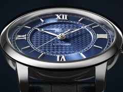 Frederique Constant Classics Premiere Automatik Edelstahl 38,5mm blaues Zifferblatt blaues Lederband – Herrenuhren Uhr ohne Datum aus Edelstahl und Leder. Das Gehäuse ist rund und silber. Das Lederarmband ist blau. Das Zifferblatt ist römisch Index und blau. – Ansicht 3