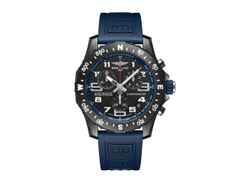 Breitling Endurance Pro 44 Chronograph Quarz Breitlight schwarzes Zifferblatt blaues Kautschukband – Herrenuhren Chronograph aus Sonstiges. Das Gehäuse ist rund und schwarz. Das Kautschuk / Kunststoff / Silikon Armband ist blau. Das Zifferblatt ist arabisch und schwarz.