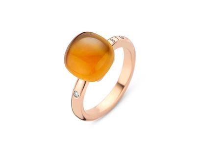 Bigli Mini Sweety "Madeira Glow" Ring Roségold Gr. M mit Brillant 0,020ct – Ringe Ring mit Besatz aus 750 Rotgold.