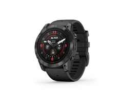 Garmin epix Pro Sapphire Titan carbongrau beschichtet 51 mm Kautschukband schwarz – Herrenuhren Uhr Multifunktion aus DLC beschichtet, Kautschuk und Titan. Das Gehäuse ist rund und schwarz. Das Kautschuk / Kunststoff / Silikon Armband ist schwarz. Das Zifferblatt ist digital und schwarz. – Ansicht 4