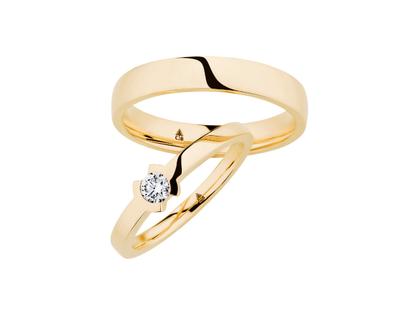 Christian Bauer Trauringpaar Gelbgold gewölbt mit Brillant 0,150ct – Ringe Trauring mit Besatz aus 750 Gelbgold.