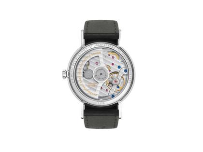 Nomos Glashütte Ludwig 36 Neomatik 75 Jahre Grundgesetz Automatik Edelstahl 36mm weißes Zifferblatt schwarzes Lederband limitiert – Damenuhren Uhr ohne Datum aus Edelstahl und Leder. Das Gehäuse ist rund und silber. Das Lederarmband ist schwarz. Das Zifferblatt ist römisch Index und weiß. – Ansicht 2