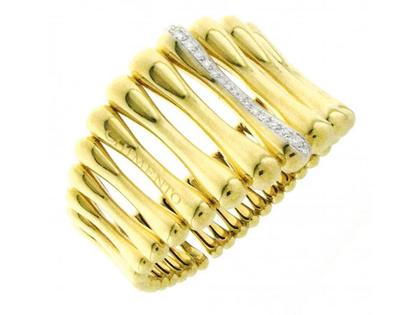 Chimento Bamboo Over Armreif Gelbgold breit mit Brillanten 0,942ct – Armschmuck Armreif aus 750 Gelbgold, 750 Weißgold und und .