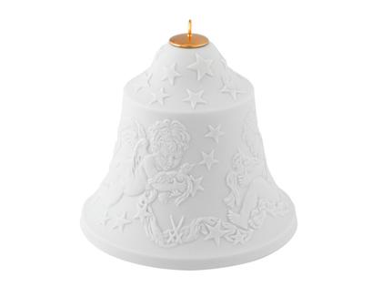 Meissen Baumschmuck Glocke Relief Engel – Porzellanwaren Porzellandekoration in weiß und aus Porzellan und vergoldet.