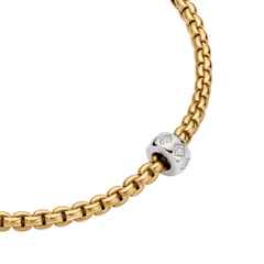 Fope Eka Tiny Collier Gelbgold 43cm mit 1 Weißgold-Ronde und Brillanten 0,12ct – Halsschmuck Collier aus 750 Gelbgold, 750 Weißgold und und . – Ansicht 2