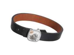 Meissen Lederarmband Ming-Drache Schwarz – Armschmuck Armband aus 925 Silber und und rhodiniert.