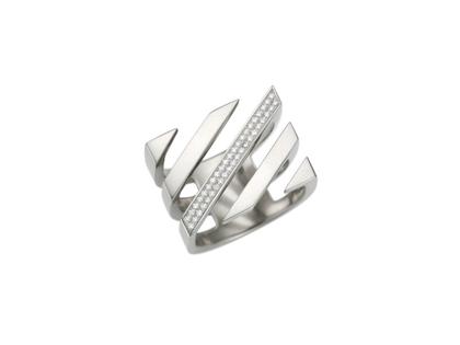 Angela Hübel Cinque Ring Platin mit Brillanten 0,190ct – Ringe Ring mit Besatz in grau und aus 950 Platin.