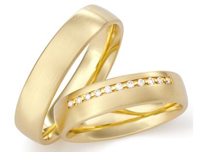 Max Kemper Trauring Paar Gelbgold 5,0mm gewölbt mit Brillanten 0,110ct – Ringe Trauring mit Besatz aus 585 Gelbgold.