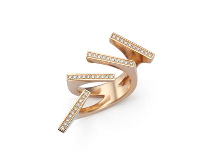 Angela Hübel Domino Ring mit Brillanten Roségold – Ringe Ring mit Besatz aus 750 Rotgold.