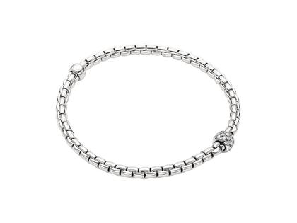Fope Eka Tiny Flex'It Armband Pave mit Brillanten Weißgold Weite M – Armschmuck Armband aus 750 Weißgold.