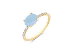 Nanis Dancing in the Rain Azure Ring Gelbgold Milky Aquamarin mittel – Ringe Ring mit Besatz aus 750 Gelbgold. – Ansicht 3