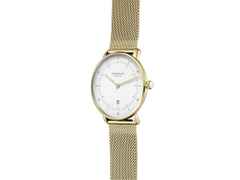 Sternglas Naos XS Quarz Edelstahl PVD-Gelbgold 33mm weißes Zifferblatt Metallband – Damenuhren Uhr mit Datum aus Edelstahl und PVD beschichtet. Das Gehäuse ist rund und gelbgold. Das Edelstahlarmband ist gelbgold. Das Zifferblatt ist arabisch Index und weiß. – Ansicht 2