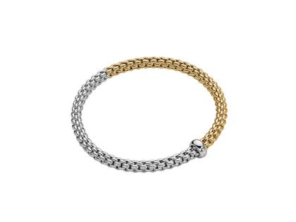 Fope Solo Flex'It Armband zweifarbig Weißgold / Gelbgold mit Brillant 0,01ct M flexibel – Armschmuck Armband aus 750 Gelbgold/Weißgold.