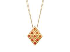 A. Odenwald Catwalk Kette mit Anhänger Gelbgold mit verschiedenfarbigen Saphiren – Halsschmuck Kette mit Anhänger aus 750 Gelbgold. – Ansicht 2