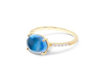 Nanis Dancing in the Rain Azure Ring Gelbgold London Blue Topas groß – Ringe Ring mit Besatz aus 750 Gelbgold. – Ansicht 3