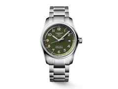 Longines Spirit Automatik Edelstahl 40mm grünes Zifferblatt Metallband – Herrenuhren Uhr mit Datum aus Edelstahl. Das Gehäuse ist rund und silber. Das Edelstahlarmband ist silber. Das Zifferblatt ist arabisch Index und grün.