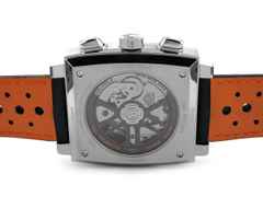 TAG Heuer Monaco x Gulf Edition Chronograph Automatik Edelstahl 39x39mm Lederband CBL2115.FC6494 Full Set mit Garantie Occasion Neu – Herrenuhren Chronograph aus Edelstahl. Das Gehäuse ist tonneauform und silber. Das Lederarmband ist blau. Das Zifferblatt ist ein Index in mehrfarbig. – Ansicht 2