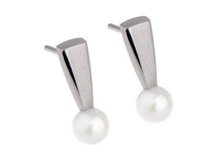 Ernstes Design E485 Ohrstecker mit Perle – Ohrschmuck Ohrstecker aus Edelstahl.