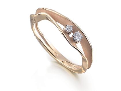 Cammilli Firenze Dune Ring Orange Apricot Gold 2reihig mit Brillanten 0,100ct – Ringe Ring mit Besatz aus 750 Gelbgold.
