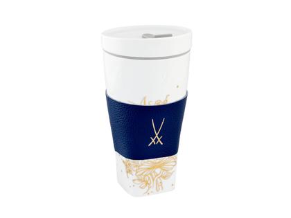 Meissen Coffee to Go Becher "Golden Onion Style" mit Manschette – Porzellanwaren Porzellandekoration in weiß und aus Porzellan.