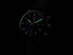 TAG Heuer Carrera Chronograph Automatik Edelstahl 39mm blaues Zifferblatt blaues Lederband – Herrenuhren Chronograph aus Edelstahl und Leder. Das Geh äuse ist rund und silber. Das Lederarmband ist blau. Das Zifferblatt ist ein Index in blau. – Ansicht 6