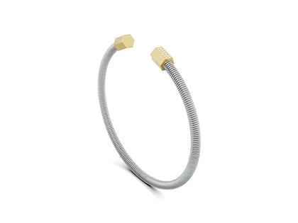 Niessing Colette Elementyx Space Hexagon Armreif Platinum/Classic Yellow 56mm mit Brillanten 0,036ct – Armschmuck Armreif in silber und aus 750 Gelbgold und 950 Platin.