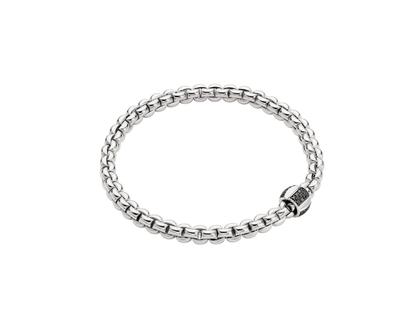 Fope Eka Flex'It Men   Armband   schmal Weißgold M mit schwarzen Brillanten 0,240ct flexibel – Armschmuck Armband aus 750 Weißgold und und rhodiniert.