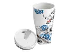 Meissen Coffee to Go Becher "Glücksdrache" aus Meissner Porzellan mit Manschette – Porzellanwaren Tafelporzellan in weiß und aus Kunststoff, Leder und Porzellan. – Ansicht 3