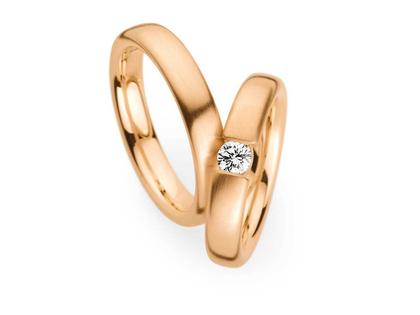 Christian Bauer Trauring Paar Nr.  83 Roségold – Ringe Trauring mit Besatz aus 750 Rotgold.