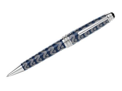 Montblanc Around the World in 80 Days Solitaire LeGrand Kugelschreiber blau – Schreibgeräte Kugelschreiber aus Edelharz und und platiniert.