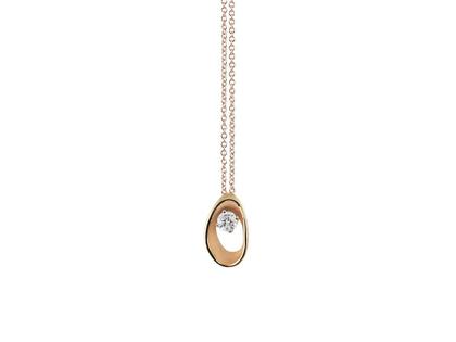 Cammilli Firenze Dune Assolo Collier Orange Apricot Gold mit Brillant 0,200ct – Halsschmuck Kette mit Anhänger aus 750 Gelbgold.