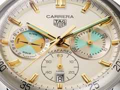 TAG Heuer Carrera Chronograph Seafarer Automatik Edelstahl 42mm beiges Zifferblatt Metallband – Herrenuhren Chronograph aus Edelstahl. Das Gehäuse ist rund und silber. Das Edelstahlarmband ist silber. Das Zifferblatt ist ein Index in beige. – Ansicht 5
