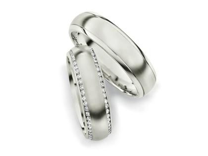 Max Kemper Trauring Paar Weißgold 6,0mm gewölbt mit Brillanten 0,520ct – Ringe Trauring mit Besatz aus 585 Weißgold.