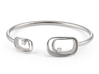 Cammilli Firenze Serie Uno Armreif White Ice Gold eckig mit Brillanten 0,180ct – Armschmuck Armreif aus 750 Weißgold.