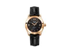 Glashütte Original Lady Serenade Automatik Edelstahl 36mm schwarzes Zifferblatt schwarzes Lederband – Damenuhren Uhr mit Datum aus 750 Rotgold. Das Gehäuse ist rund und silber-roségold. Das Lederarmband Kroko / Alligator ist weiß. Das Zifferblatt ist römisch Index und weiß.