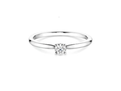 N1 Diamonds Verlobungsring 4er Krappe Weißgold mit Brillant 0,15ct – Ringe Ring mit Besatz aus 585 Weißgold.